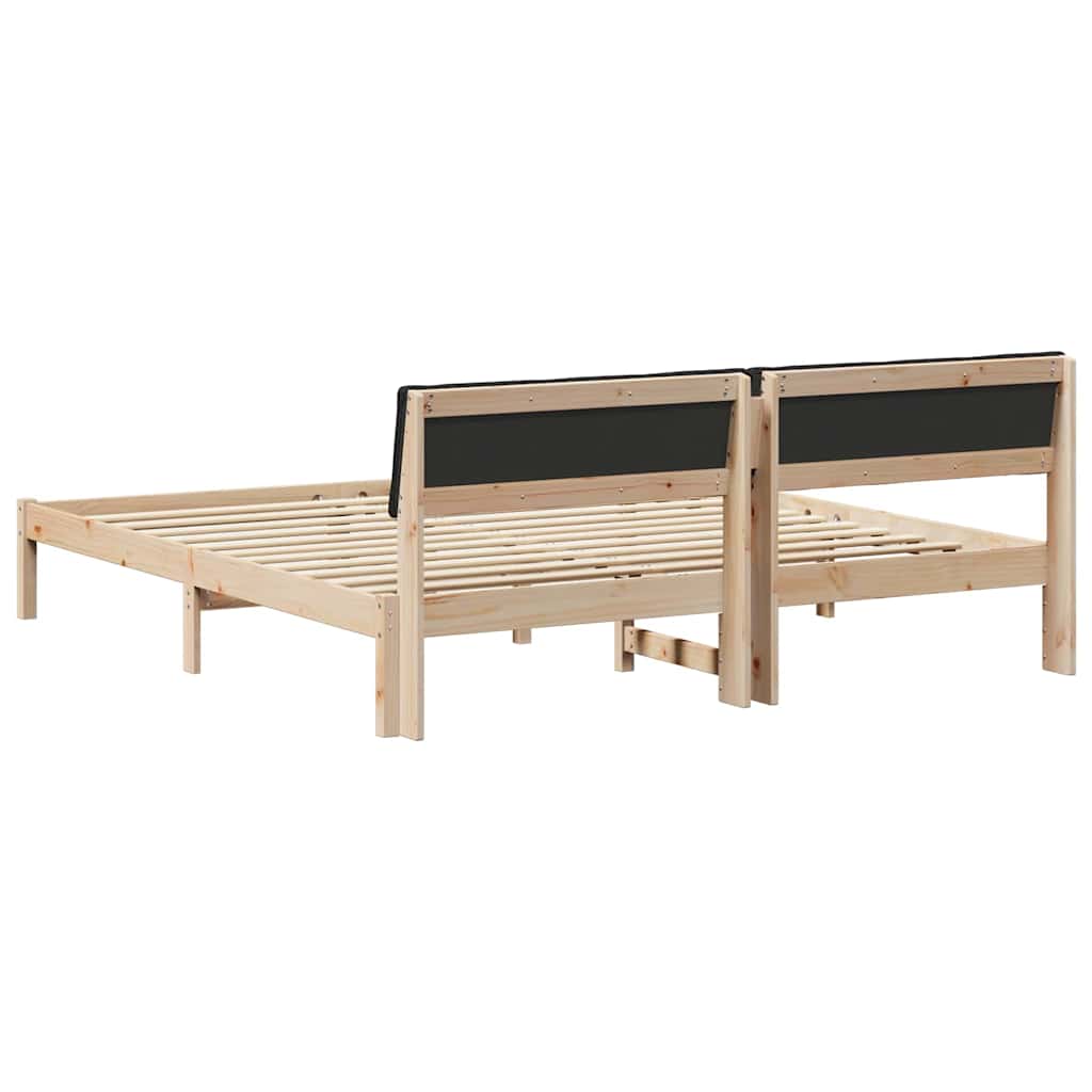 Bed frame Brown and black 200 x 200 cm Solid pine wood