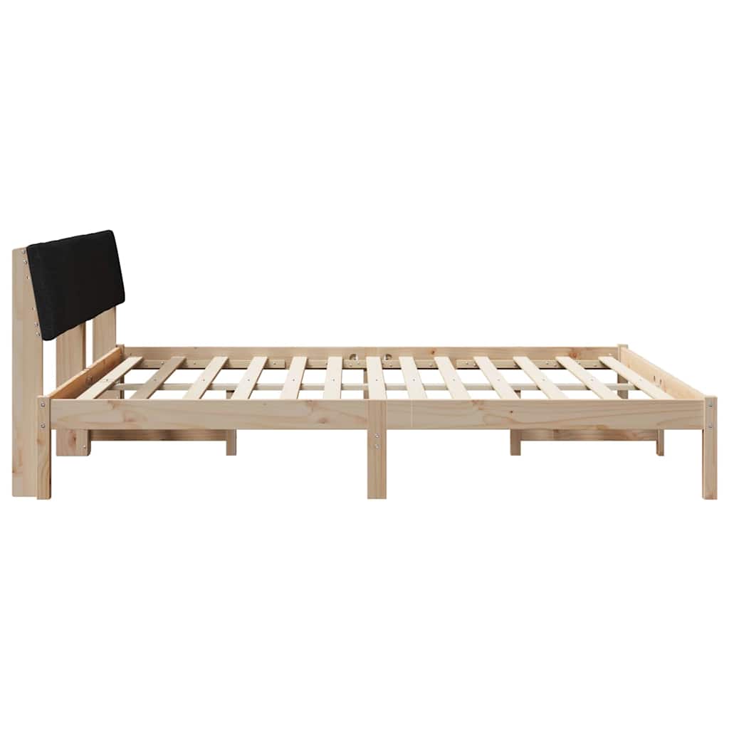 Bed frame Brown and black 200 x 200 cm Solid pine wood