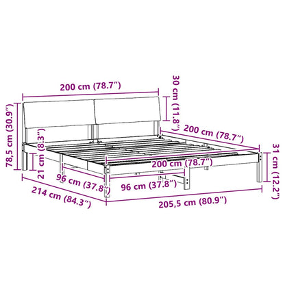 Bed frame Brown and black 200 x 200 cm Solid pine wood