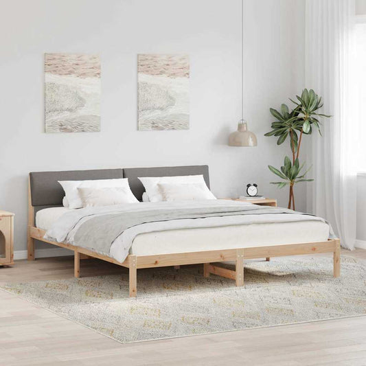 Bed frame Brown and taupe 200 x 200 cm Solid pine wood