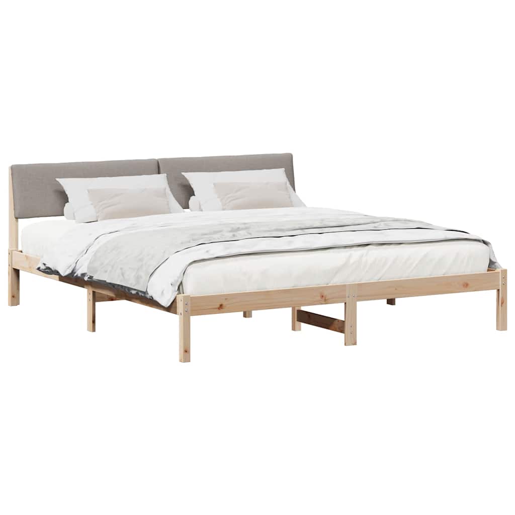 Bed frame Brown and taupe 200 x 200 cm Solid pine wood