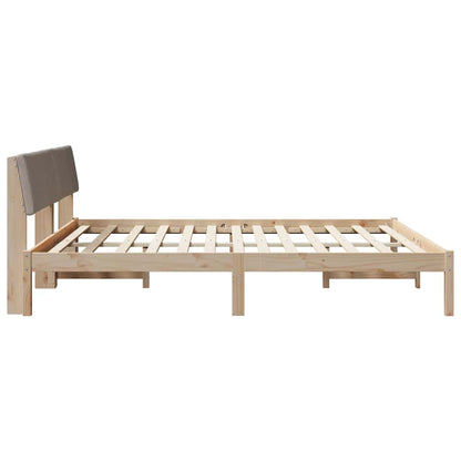 Bed frame Brown and taupe 200 x 200 cm Solid pine wood