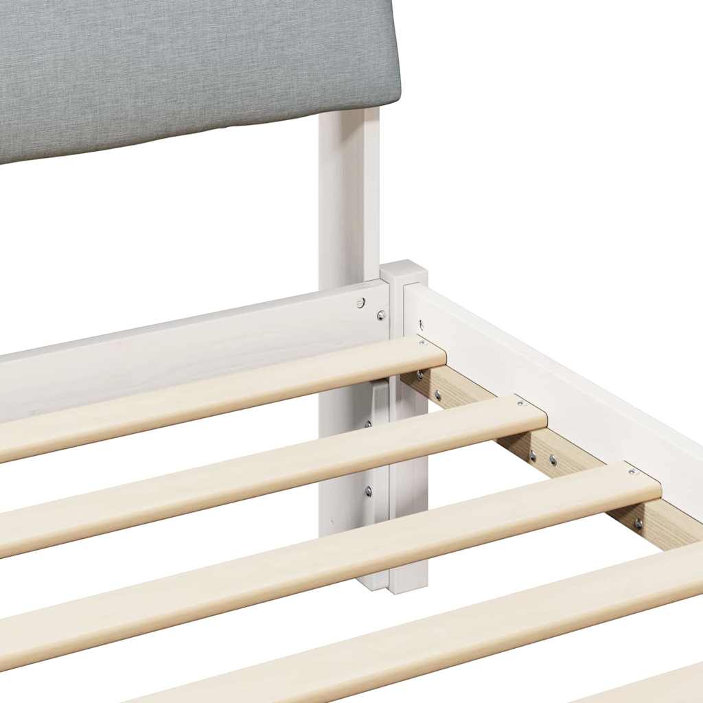 Bed frame White and light grey 200 x 200 cm Solid pine wood