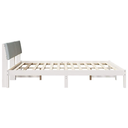 Bed frame White and light grey 200 x 200 cm Solid pine wood