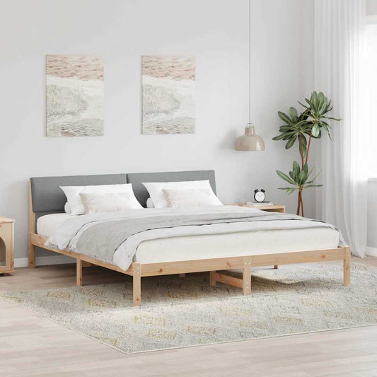 Bed frame Brown and light grey 180 x 200 cm Solid pine wood