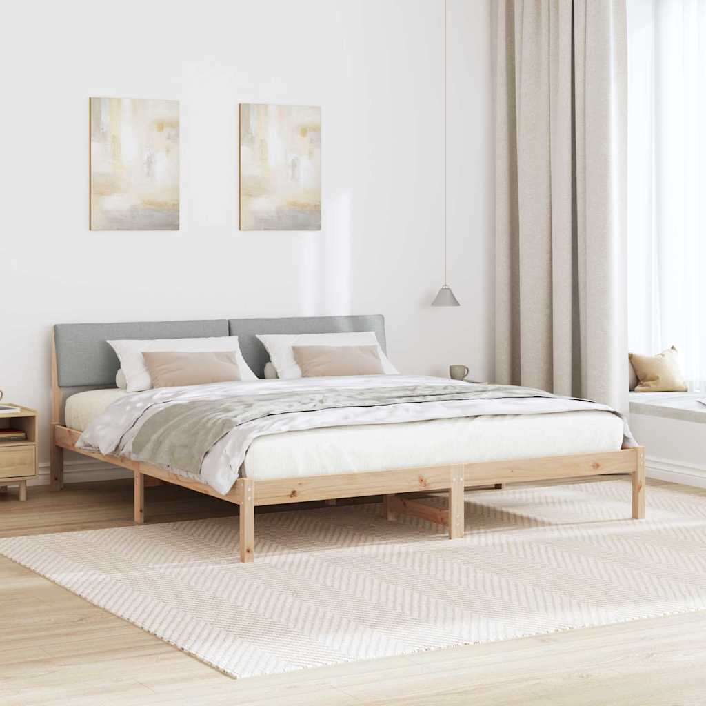 Bed frame Brown and light grey 180 x 200 cm Solid pine wood