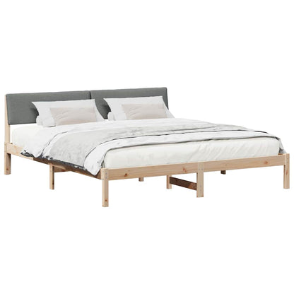 Bed frame Brown and dark grey 180 x 200 cm Solid pine wood