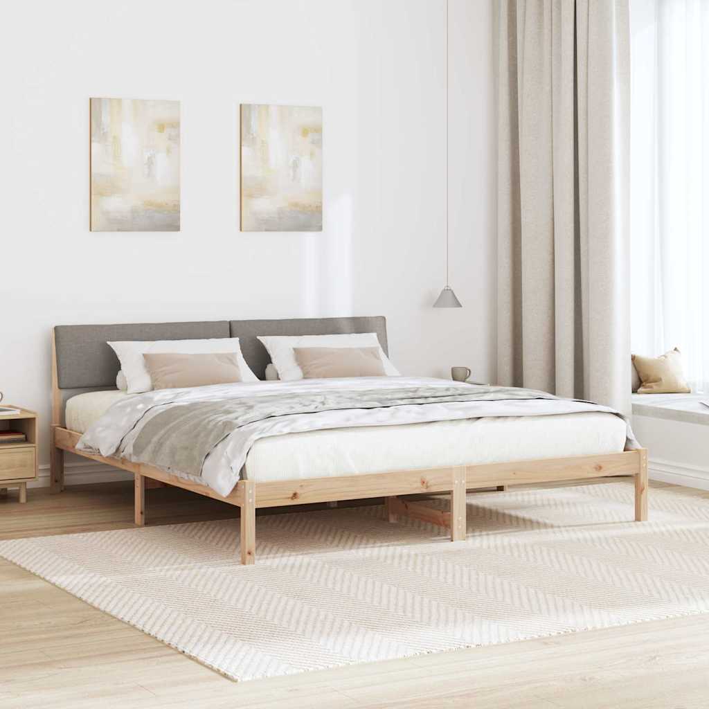 Bed frame Brown and taupe 180 x 200 cm Solid pine wood