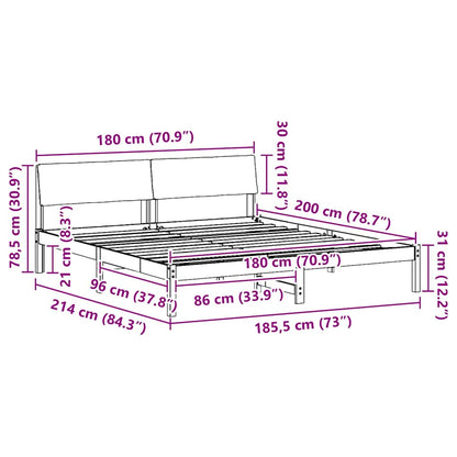 Bed frame Brown and taupe 180 x 200 cm Solid pine wood