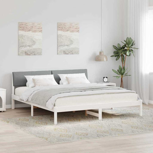 Bed frame White and light grey 180 x 200 cm Solid pine wood