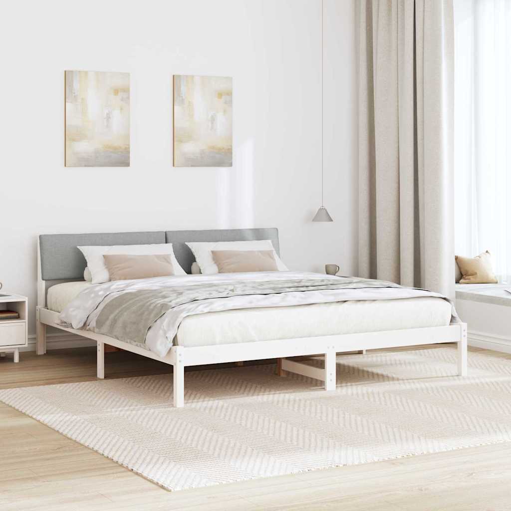 Bed frame White and light grey 180 x 200 cm Solid pine wood