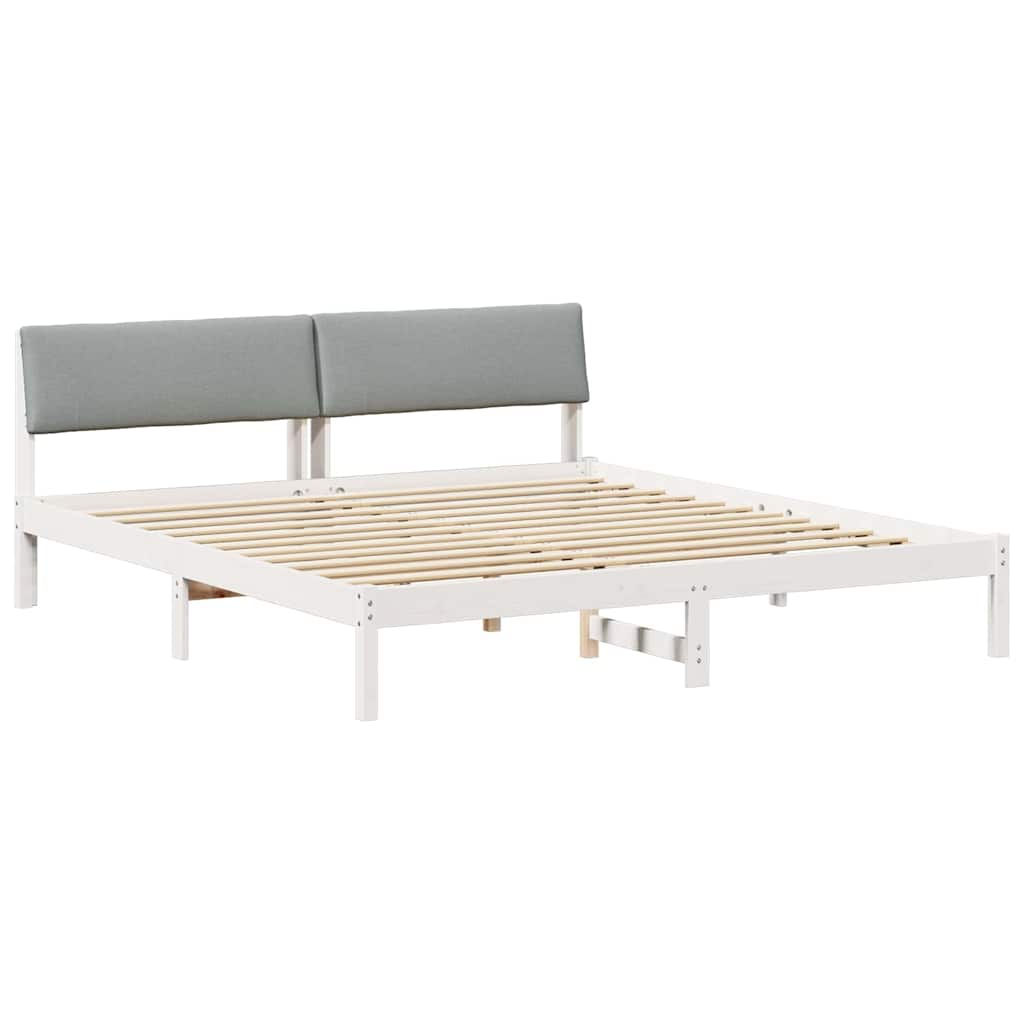 Bed frame White and light grey 180 x 200 cm Solid pine wood