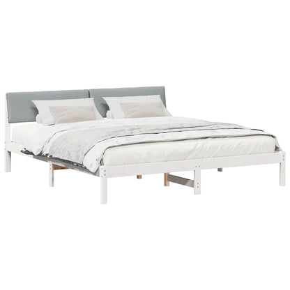 Bed frame White and light grey 180 x 200 cm Solid pine wood