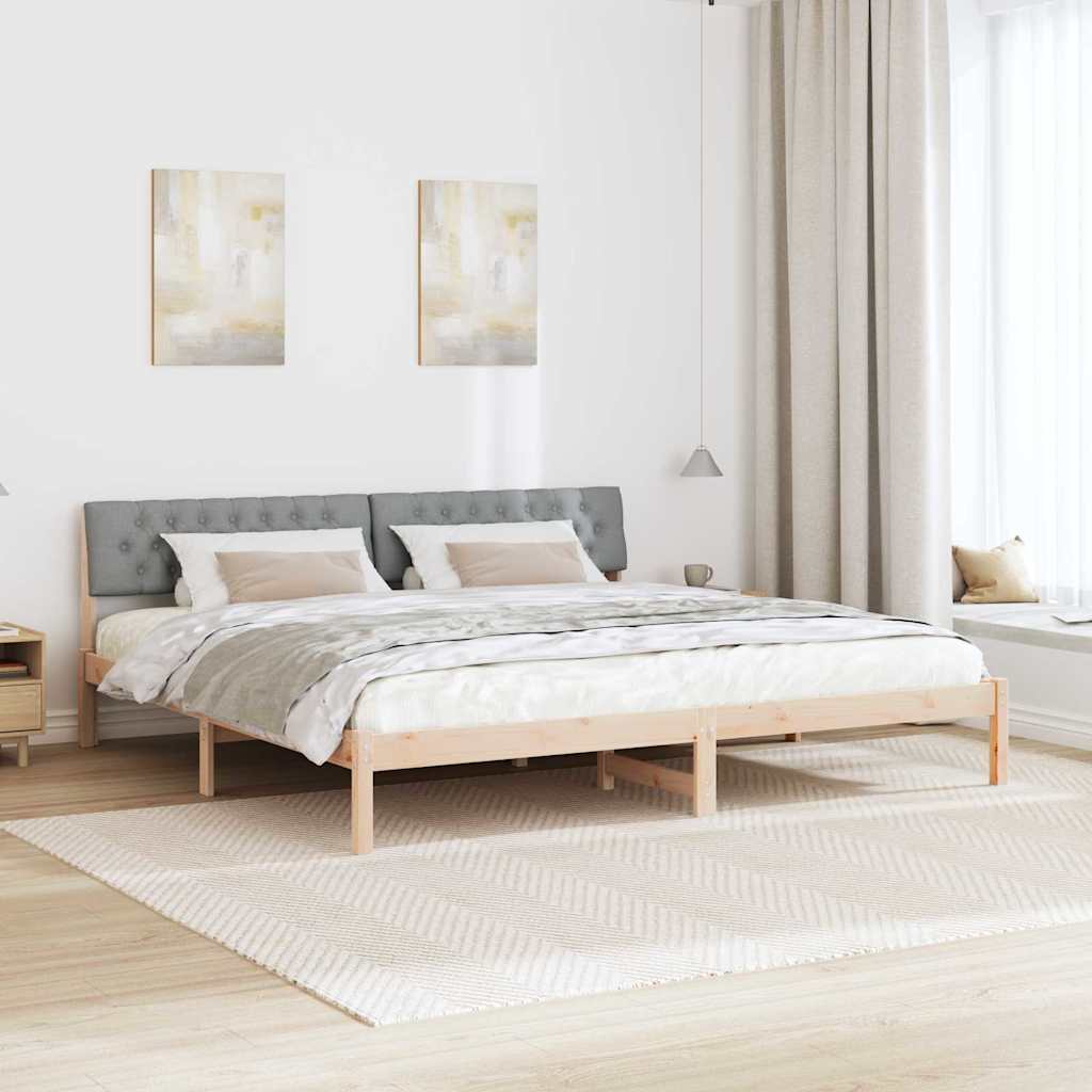 Bed frame Brown and light grey 200 x 200 cm Solid pine wood