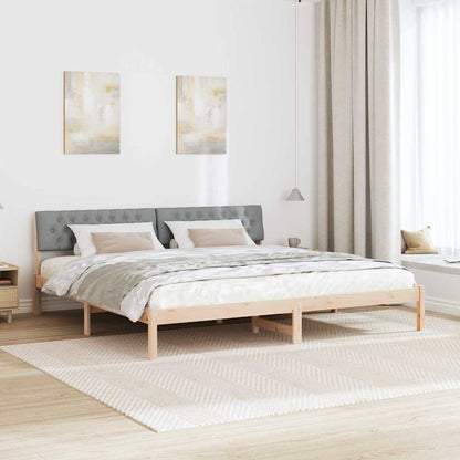 Bed frame Brown and light grey 200 x 200 cm Solid pine wood