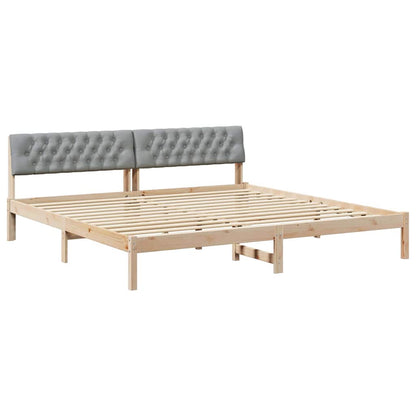 Bed frame Brown and light grey 200 x 200 cm Solid pine wood