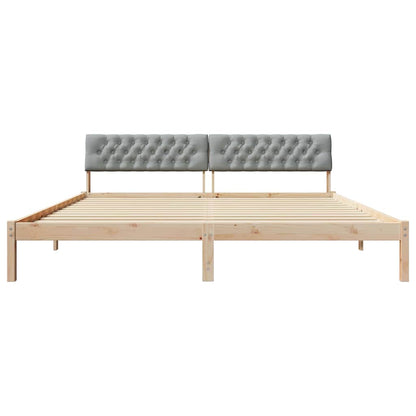 Bed frame Brown and light grey 200 x 200 cm Solid pine wood