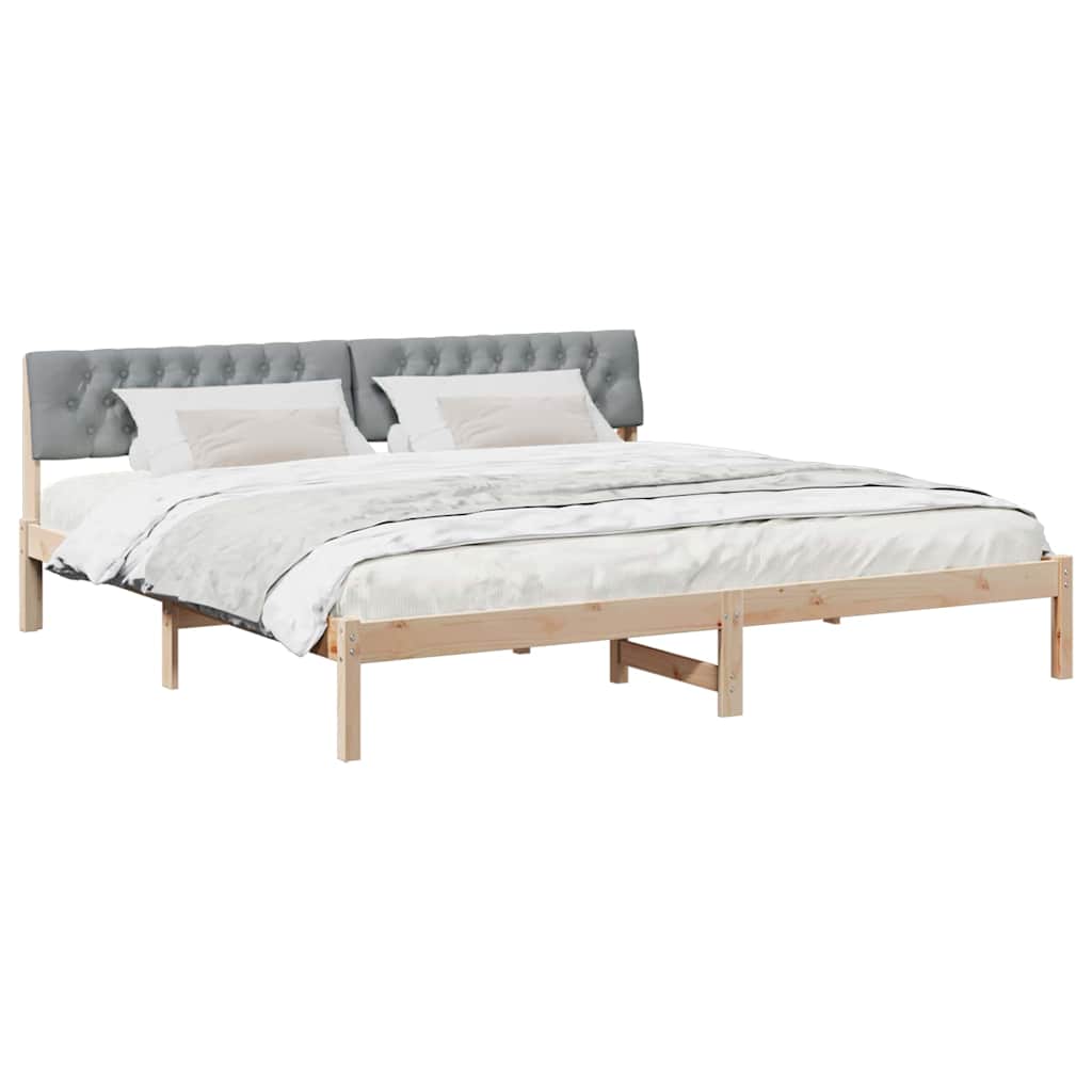 Bed frame Brown and light grey 200 x 200 cm Solid pine wood