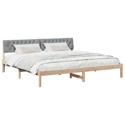 Bed frame Brown and light grey 200 x 200 cm Solid pine wood