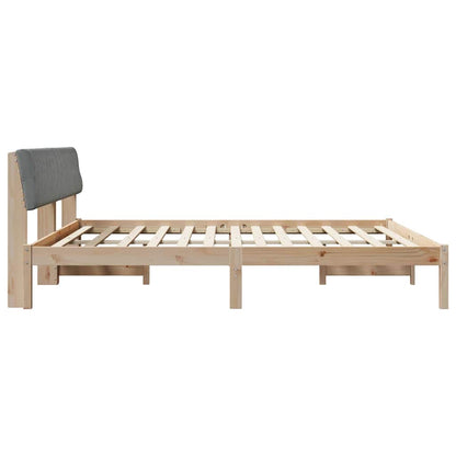 Bed frame Brown and light grey 200 x 200 cm Solid pine wood