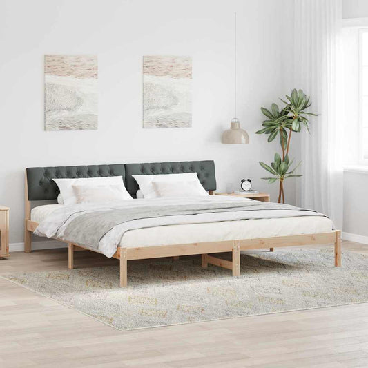 Bed frame Brown and dark grey 200 x 200 cm Solid pine wood