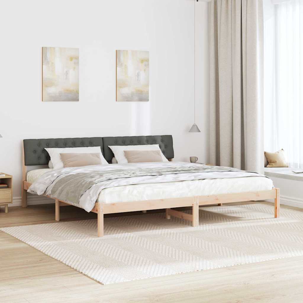 Bed frame Brown and dark grey 200 x 200 cm Solid pine wood