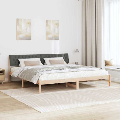 Bed frame Brown and dark grey 200 x 200 cm Solid pine wood