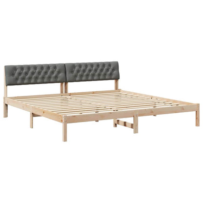 Bed frame Brown and dark grey 200 x 200 cm Solid pine wood