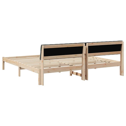 Bed frame Brown and dark grey 200 x 200 cm Solid pine wood