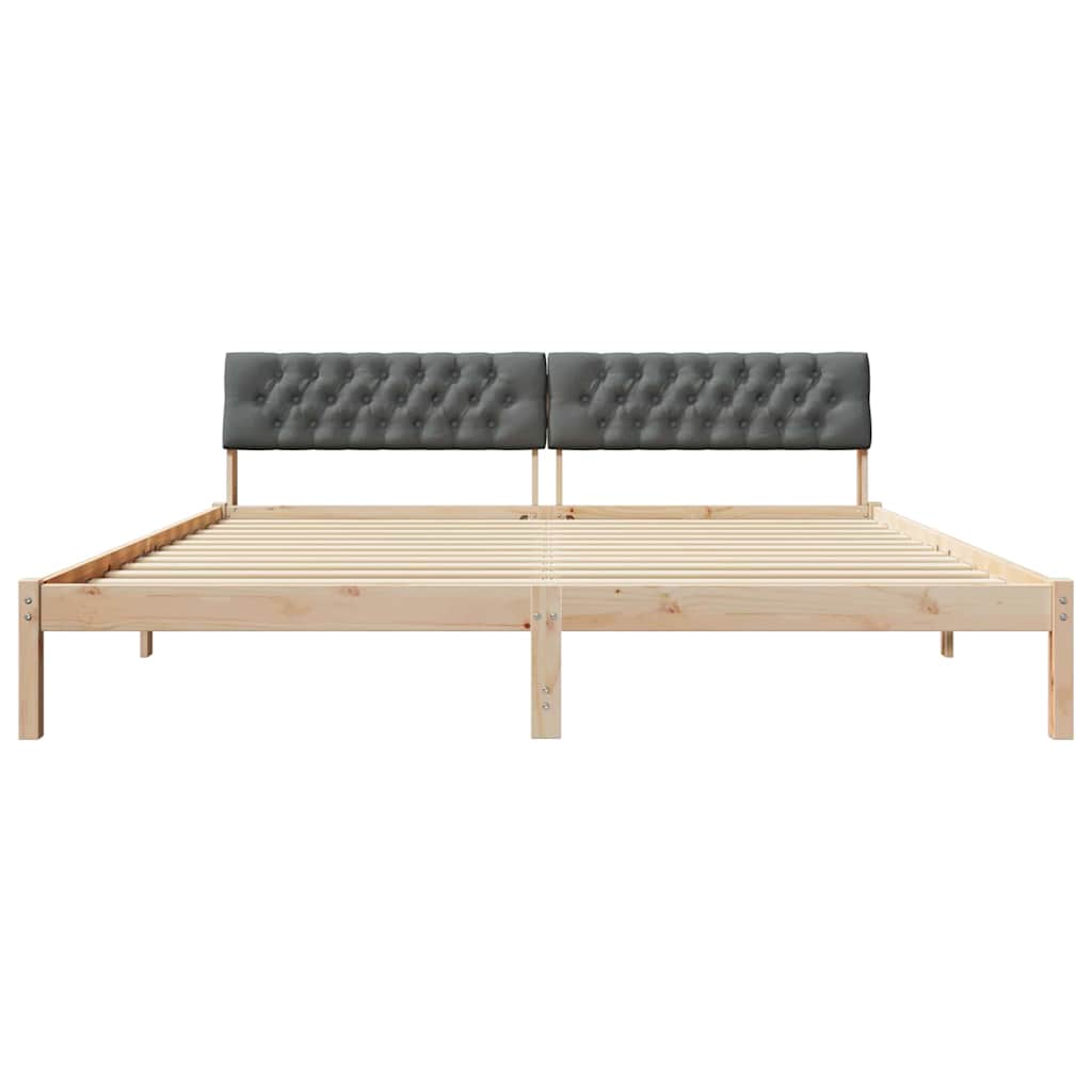 Bed frame Brown and dark grey 200 x 200 cm Solid pine wood