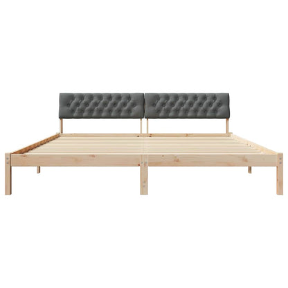 Bed frame Brown and dark grey 200 x 200 cm Solid pine wood