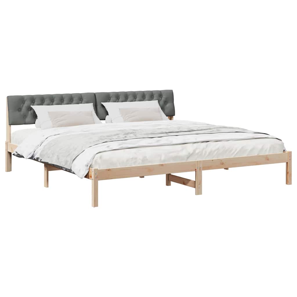 Bed frame Brown and dark grey 200 x 200 cm Solid pine wood