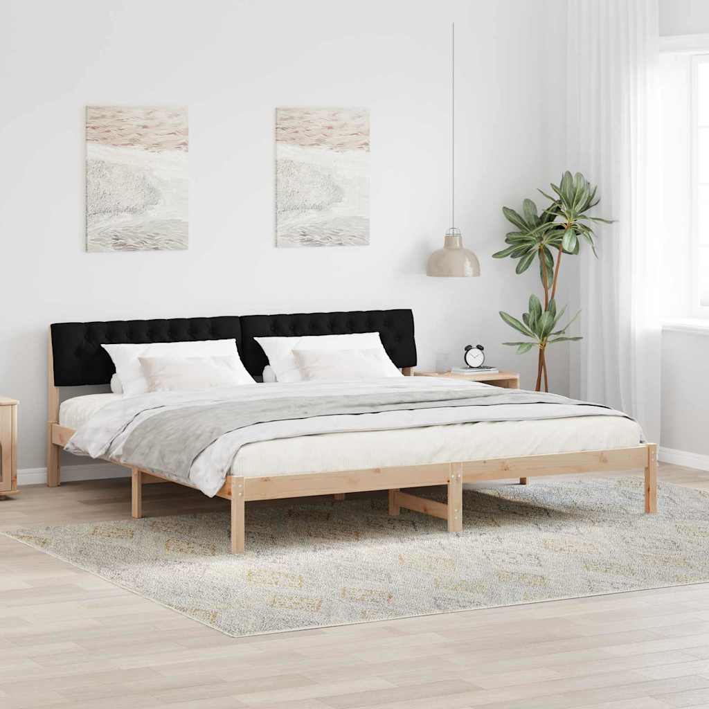 Bed frame Brown and black 200 x 200 cm Solid pine wood