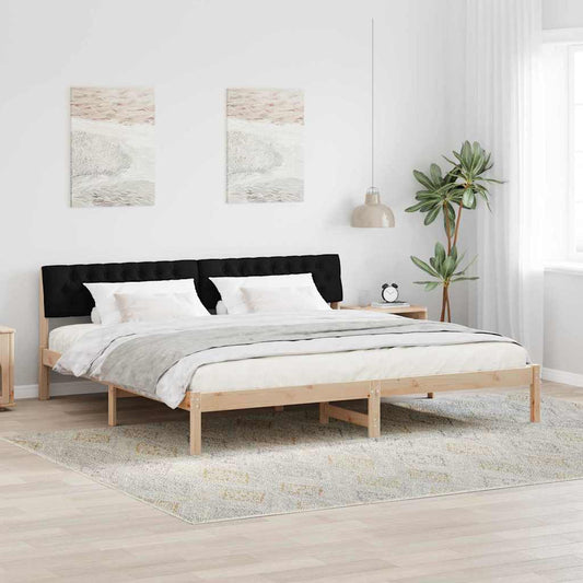 Bed frame Brown and black 200 x 200 cm Solid pine wood