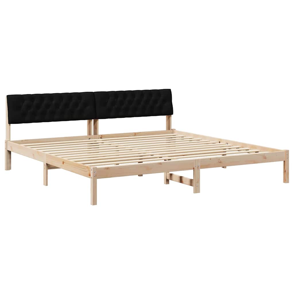 Bed frame Brown and black 200 x 200 cm Solid pine wood