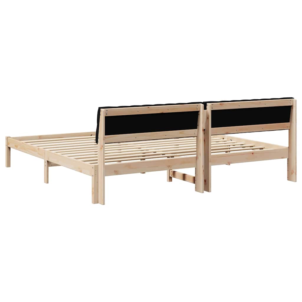 Bed frame Brown and black 200 x 200 cm Solid pine wood