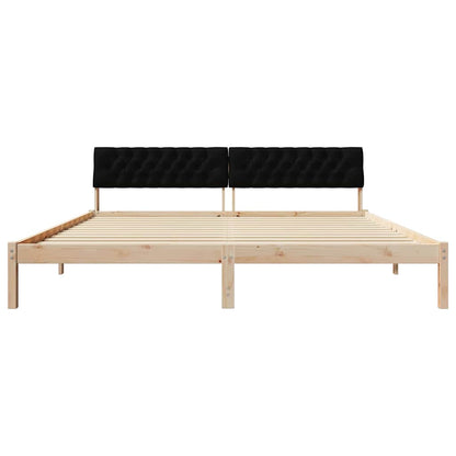 Bed frame Brown and black 200 x 200 cm Solid pine wood