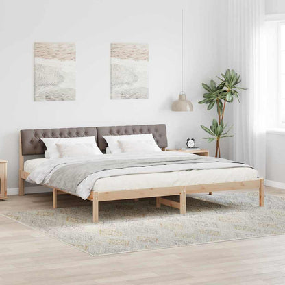 Bed frame Brown and taupe 200 x 200 cm Solid pine wood