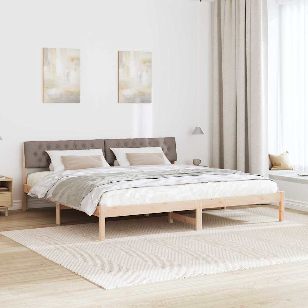 Bed frame Brown and taupe 200 x 200 cm Solid pine wood