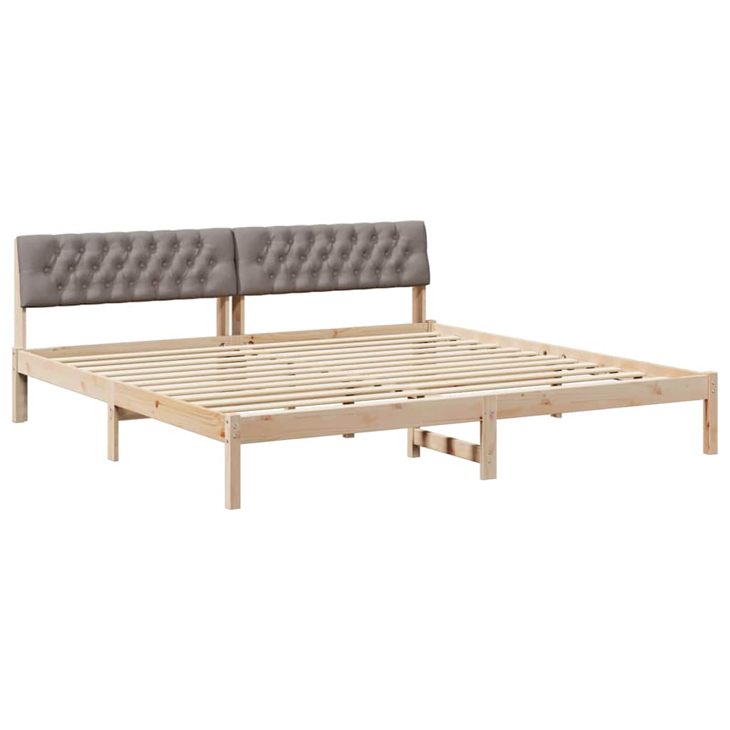 Bed frame Brown and taupe 200 x 200 cm Solid pine wood