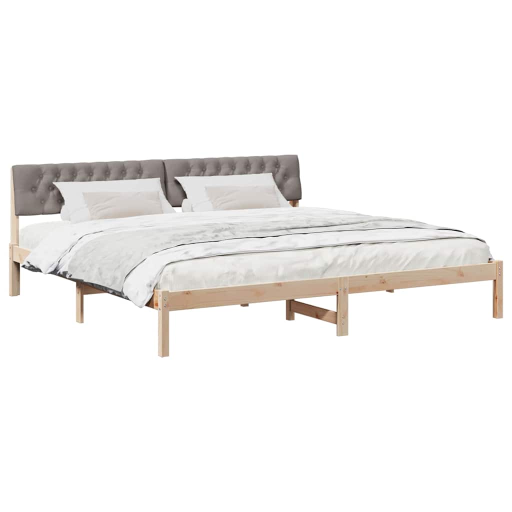 Bed frame Brown and taupe 200 x 200 cm Solid pine wood