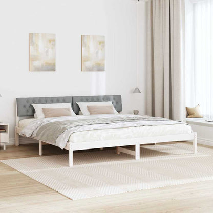Bed frame White and light grey 200 x 200 cm Solid pine wood
