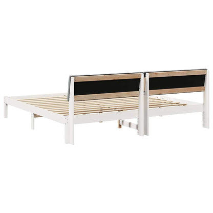 Bed frame White and light grey 200 x 200 cm Solid pine wood