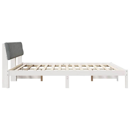 Bed frame White and light grey 200 x 200 cm Solid pine wood