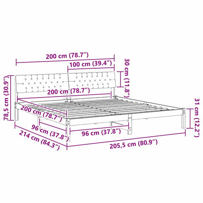 Bed frame White and light grey 200 x 200 cm Solid pine wood