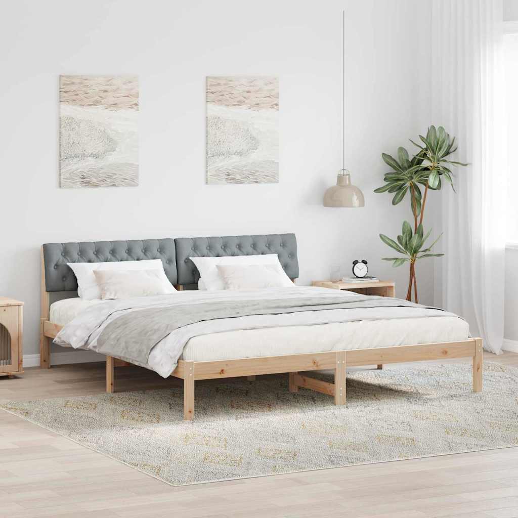Bed frame Brown and light grey 180 x 200 cm Solid pine wood