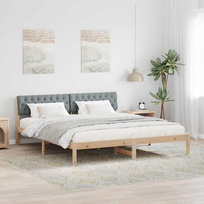 Bed frame Brown and light grey 180 x 200 cm Solid pine wood