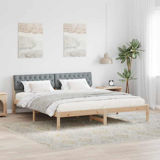 Bed frame Brown and light grey 180 x 200 cm Solid pine wood