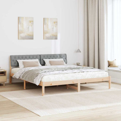 Bed frame Brown and light grey 180 x 200 cm Solid pine wood