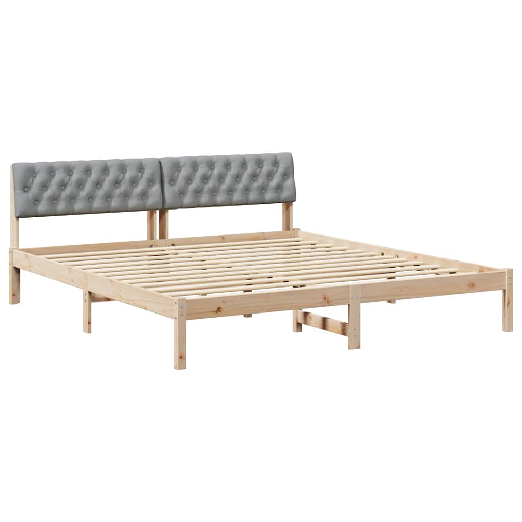 Bed frame Brown and light grey 180 x 200 cm Solid pine wood